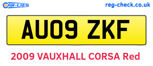 AU09ZKF are the vehicle registration plates.