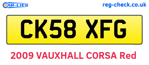 CK58XFG are the vehicle registration plates.