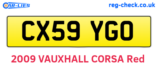 CX59YGO are the vehicle registration plates.
