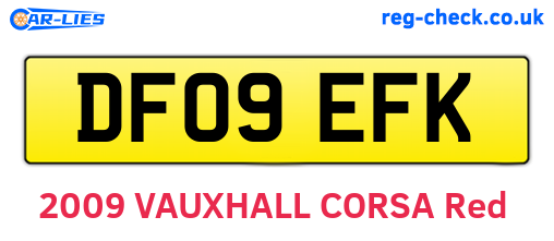 DF09EFK are the vehicle registration plates.