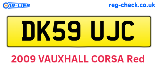 DK59UJC are the vehicle registration plates.