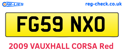 FG59NXO are the vehicle registration plates.