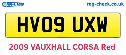 HV09UXW are the vehicle registration plates.