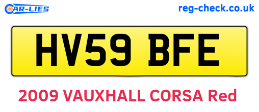 HV59BFE are the vehicle registration plates.