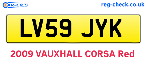LV59JYK are the vehicle registration plates.