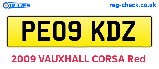 PE09KDZ are the vehicle registration plates.