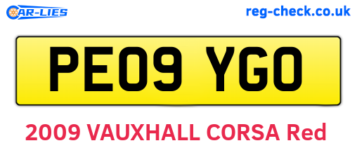 PE09YGO are the vehicle registration plates.