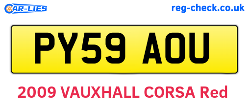 PY59AOU are the vehicle registration plates.