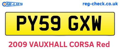 PY59GXW are the vehicle registration plates.