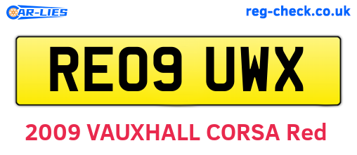 RE09UWX are the vehicle registration plates.