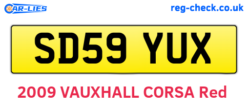 SD59YUX are the vehicle registration plates.