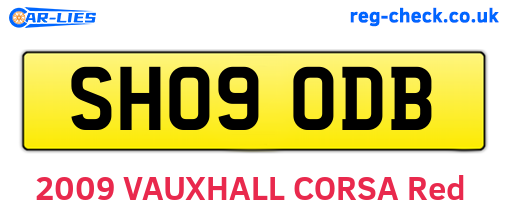 SH09ODB are the vehicle registration plates.
