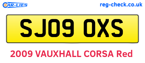 SJ09OXS are the vehicle registration plates.