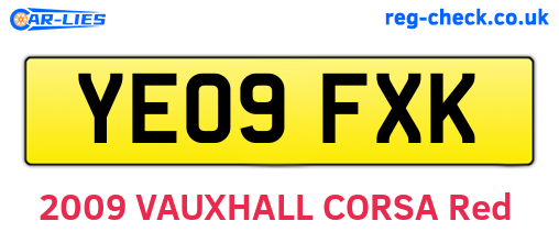 YE09FXK are the vehicle registration plates.
