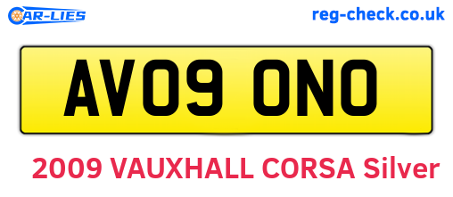 AV09ONO are the vehicle registration plates.