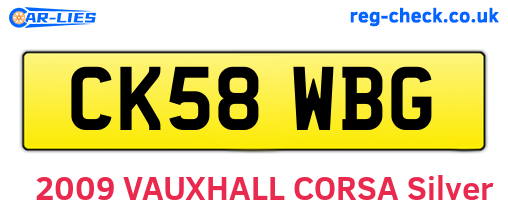 CK58WBG are the vehicle registration plates.