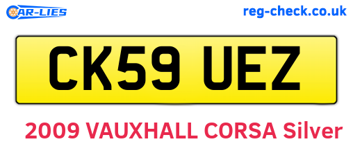 CK59UEZ are the vehicle registration plates.