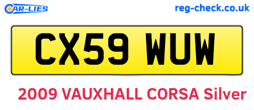 CX59WUW are the vehicle registration plates.
