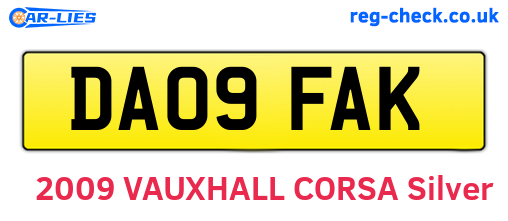 DA09FAK are the vehicle registration plates.