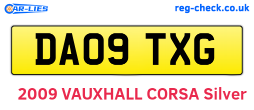 DA09TXG are the vehicle registration plates.