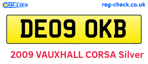 DE09OKB are the vehicle registration plates.