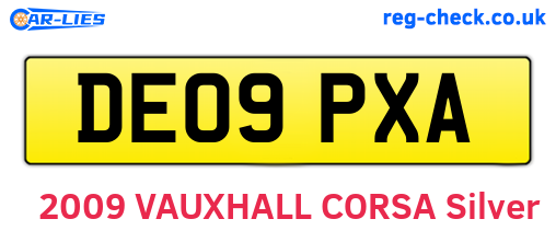 DE09PXA are the vehicle registration plates.