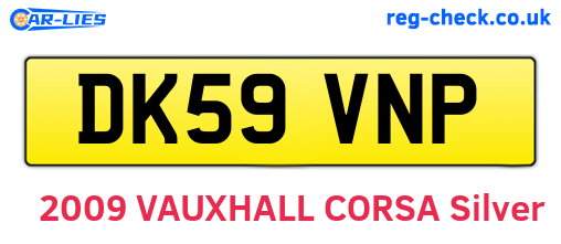 DK59VNP are the vehicle registration plates.