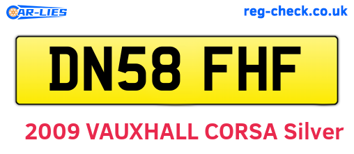 DN58FHF are the vehicle registration plates.