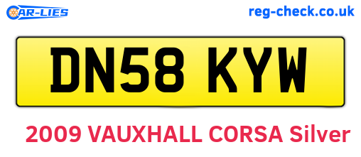 DN58KYW are the vehicle registration plates.
