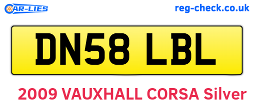 DN58LBL are the vehicle registration plates.