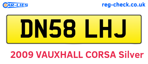 DN58LHJ are the vehicle registration plates.