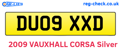 DU09XXD are the vehicle registration plates.