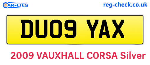 DU09YAX are the vehicle registration plates.