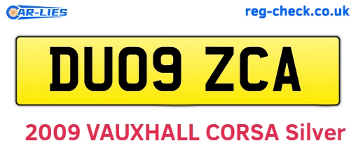 DU09ZCA are the vehicle registration plates.