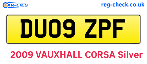 DU09ZPF are the vehicle registration plates.