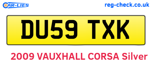 DU59TXK are the vehicle registration plates.
