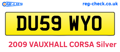 DU59WYO are the vehicle registration plates.