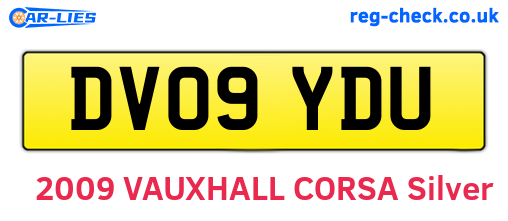 DV09YDU are the vehicle registration plates.
