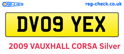 DV09YEX are the vehicle registration plates.