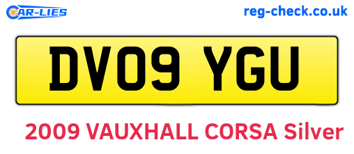 DV09YGU are the vehicle registration plates.