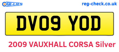 DV09YOD are the vehicle registration plates.