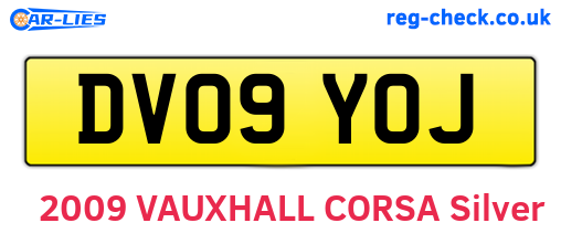 DV09YOJ are the vehicle registration plates.