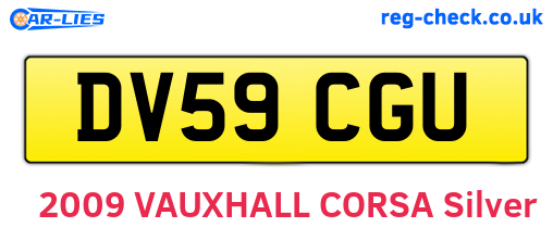 DV59CGU are the vehicle registration plates.