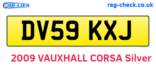DV59KXJ are the vehicle registration plates.