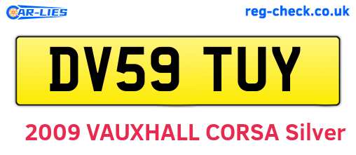 DV59TUY are the vehicle registration plates.