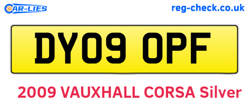 DY09OPF are the vehicle registration plates.