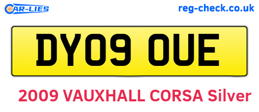 DY09OUE are the vehicle registration plates.