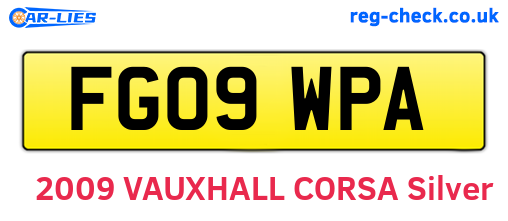 FG09WPA are the vehicle registration plates.