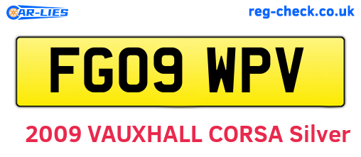 FG09WPV are the vehicle registration plates.