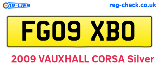 FG09XBO are the vehicle registration plates.